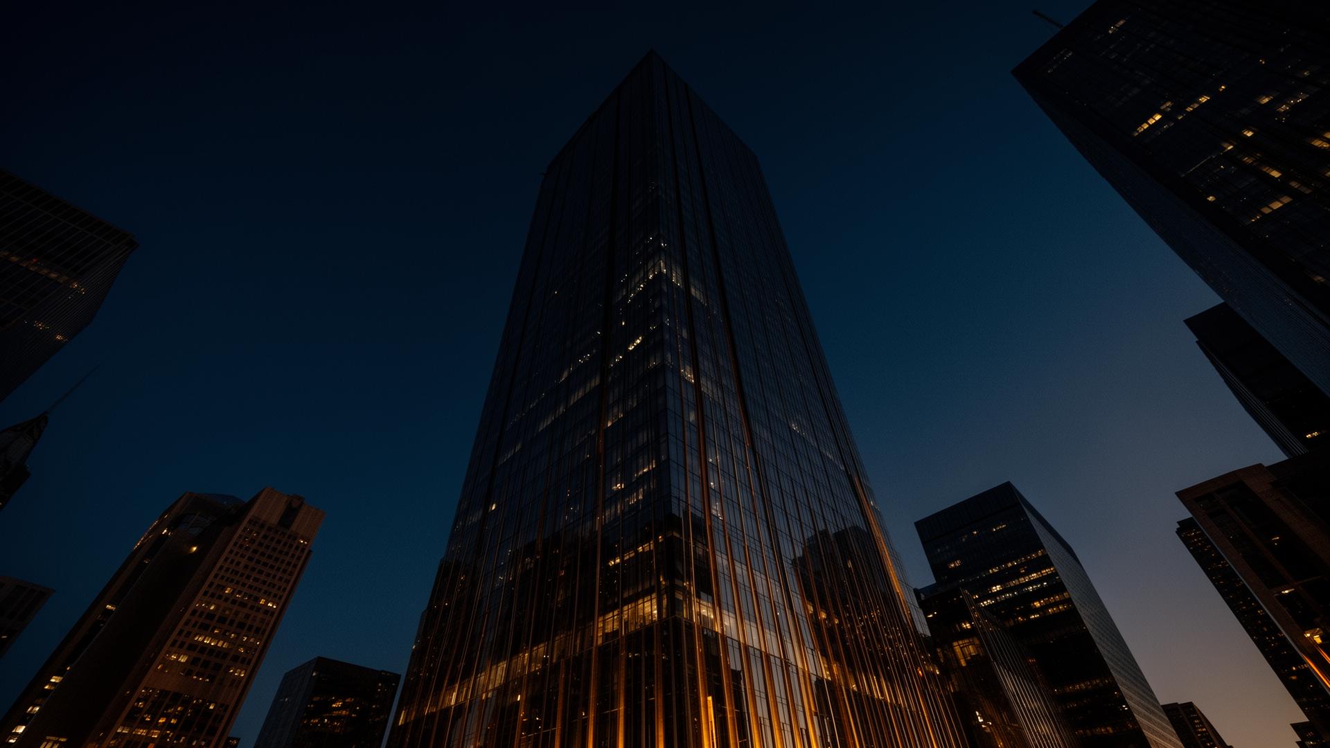 Financial district at dusk